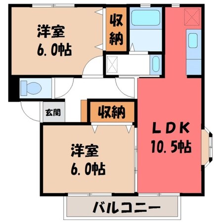 宝積寺駅 徒歩19分 1階の物件間取画像